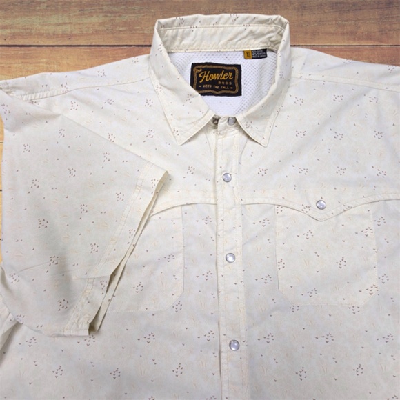 HOWLER BROTHERS- Open Country Tech Short Sleeve Pearl Snap Shirt  Mens XL - Picture 4 of 7